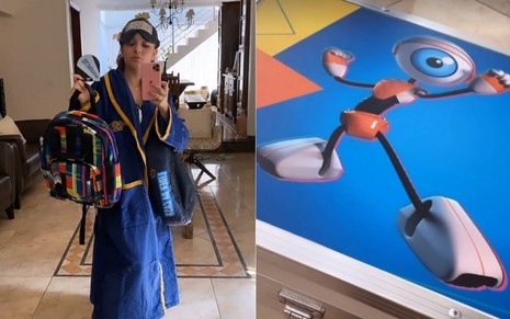 Larissa Manoela recebeu o roupão do líder e objetos ligados ao BBB21 em um baú enviado pela Globo