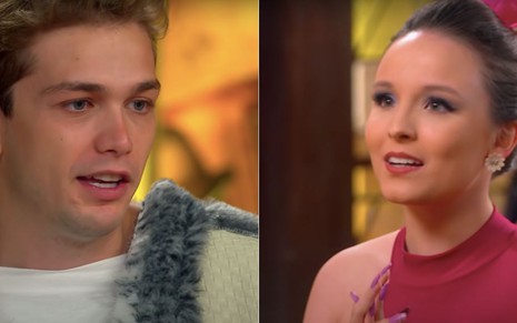 Os atores Vincenzo Richy e Larissa Manoela em cena como os personagens Vini e Mirela, respectivamente, da novela As Aventuras de Poliana, do SBT