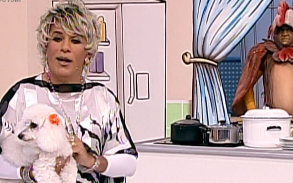 Ana Maria Bela (Tom Cavalcante) e o Galo José (Tiririca) na reprise do Show do Tom na Record