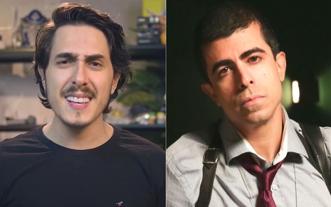 Montagem de fotos com Felipe Castanhari no YouTube e Marcius Melhem em ensaio para o Tá no Ar, da Globo