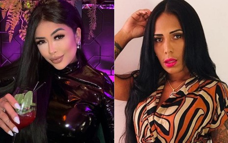 Montagem com foto de Fernanda Medrado e Janielly Nogueira, irmã do Gil do Vigor