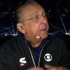 Galvão Bueno e Ana Thaís Matos usam os agasalhos pretos uniformes da transmissão da Copa; narrador encara a comentarista