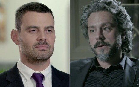 Montagem de fotos com os personagens Maurílio (Carmo Dalla Vecchia) e José Alfredo (Alexandre Nero) em cena da novela das nove da Globo Império