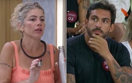 Montagem com Catia Paganote à esquerda e João Hadad à direita em A Grande Conquista