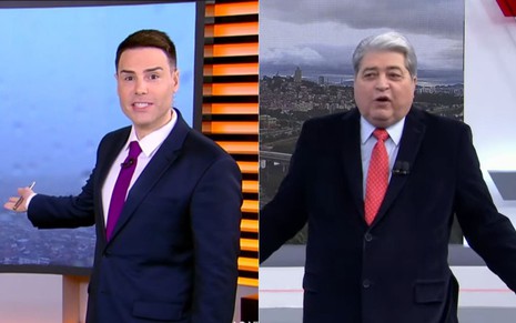 Montagem com fotos de Luiz Bacci e José Luiz Datena em seus respectivos programas de TV