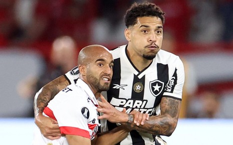 Imagem com os jogadores Lucas (São Paulo), à esquerda, e Gregore (Botafogo), à direita