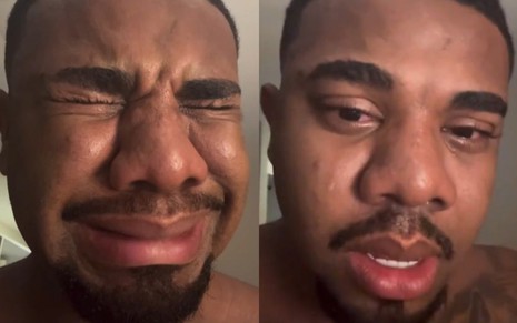 Davi Brito em vídeo publicado no Instagram, chorando