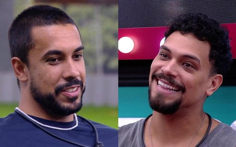 Maike Cruz à esquerda e Vinícius Nascimento à direita no BBB 25