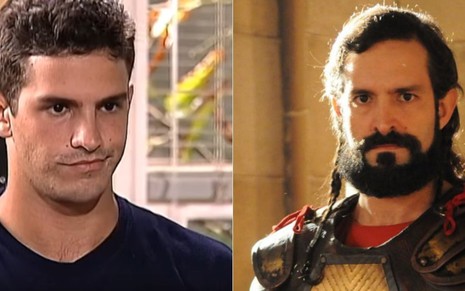 Iran Malfitano em Malhação em 2001 e em A Terra Prometida em 2017; ator que virou Uber agora é professor - REPRODUÇÃO/GLOBO/RECORD