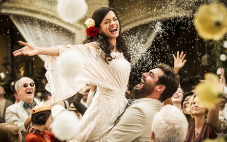 Gaia (Ana Cecília Costa) e Toni (Thiago Lacerda) se casam em Joia Rara, novela da Globo - João Miguel Júnior/TV Globo