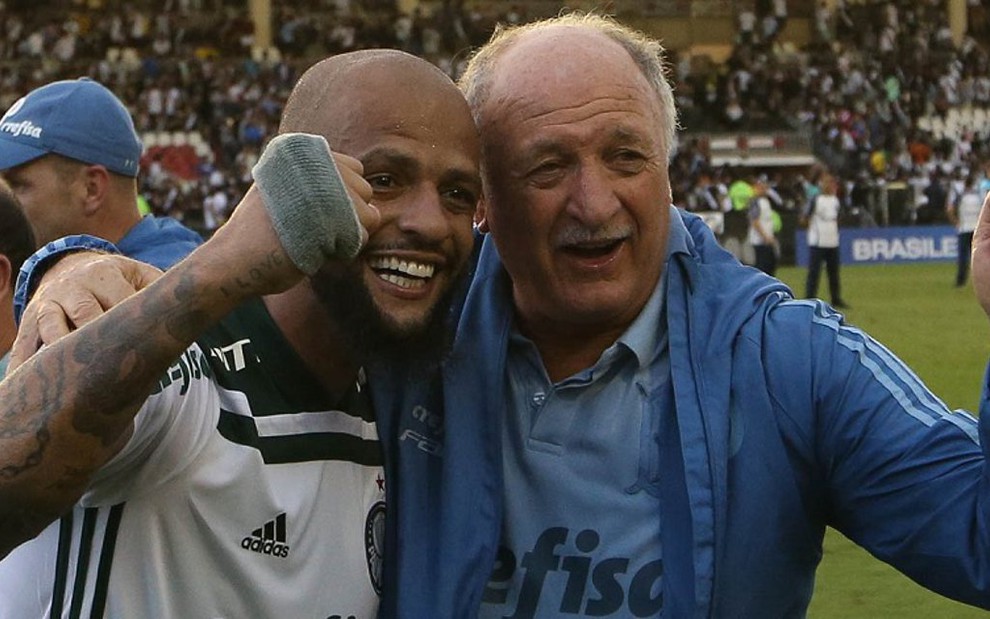 Felipe Melo e Luiz Felipe Scolari no Palmeiras: Verdão ainda negocia contratos com a Globo - REPRODUÇÃO/TV GLOBO